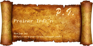 Preiner Irén névjegykártya